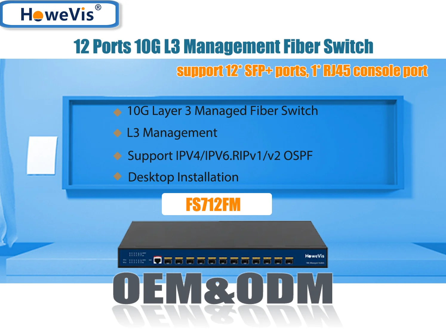 12 Port 10G Managed Ethernet Switch POE Gigabit Network Switches QoS Snmp SFP Fiber Port VLAN Function Desktop Stock Layer 3