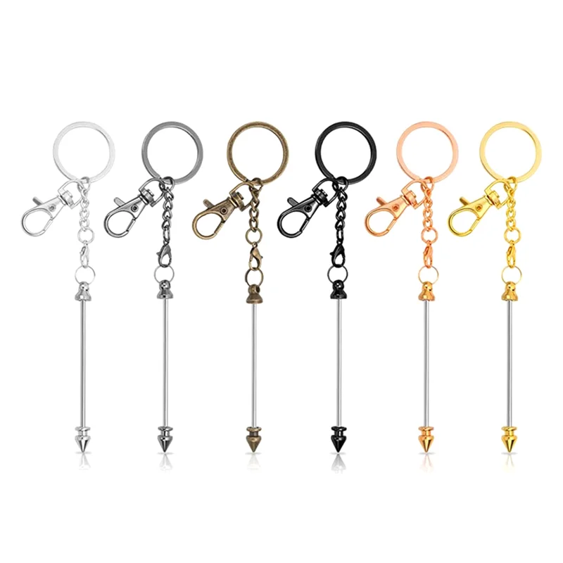

AT14 6 PCS Beadable Keychain Bars Blank Keychain Metal For Beads Beaded Keychain For Keychain