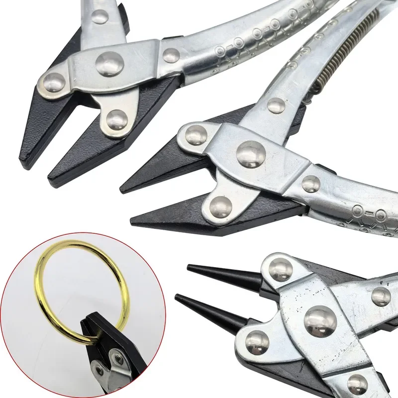 for Parallel Pliers Pointed Nose Flat Mouth with Spring Jewelry Metalworking Round Jaw Non-slip Clamping Hardware Jewelry