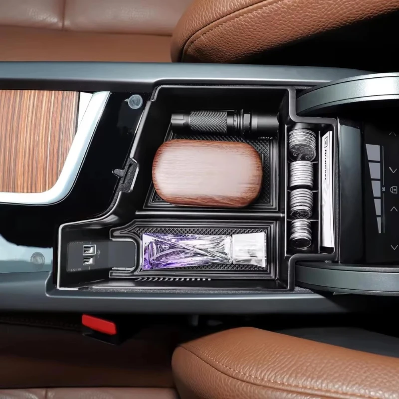 

For Volvo XC60 XC90 S90 S60 V60 V90 2017-2022 ABS Car Armrest Box Storage Tray Organizer Interior Car Accessories