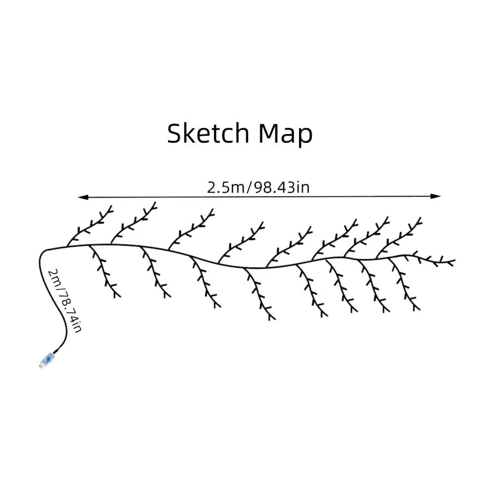 1PC 144LED USB Tree Vine Light String, 8 Modes, Suitable for Wedding, Interior, Party, and Gift Decoration