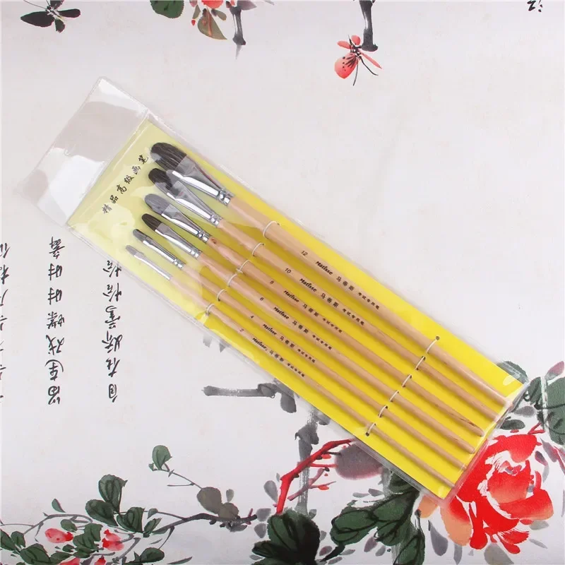 6Pcs High Quality Varnish rod water color brush brush Acrylic Paints oil paint brush artists Paintbrush Art Supplies Materials