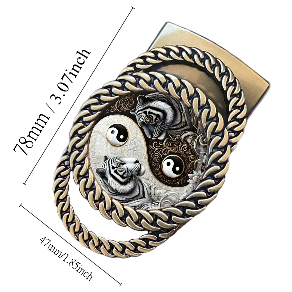 Yin y yang tigre de Bengala hebilla de cinturón de trinquete automático elementos étnicos accesorios de cintura personalizados el mejor regalo para amigos