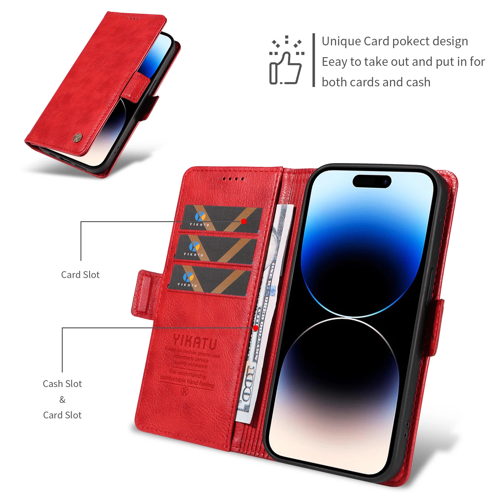 Skórzane etui z klapką na telefon Samsung Galaxy S22 Pro S23 S24 FE S25 Edge S26 Plus S30 Ultra z uchwytem na karty, pokrowiec ochronny — zdjęcie produktu 4