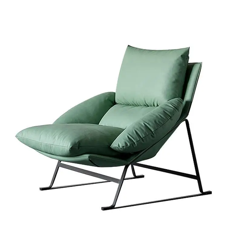 Modern simple first-layer cowhide single sofa recliner, down leather leisure chair, Italian light luxury lazy crab chair