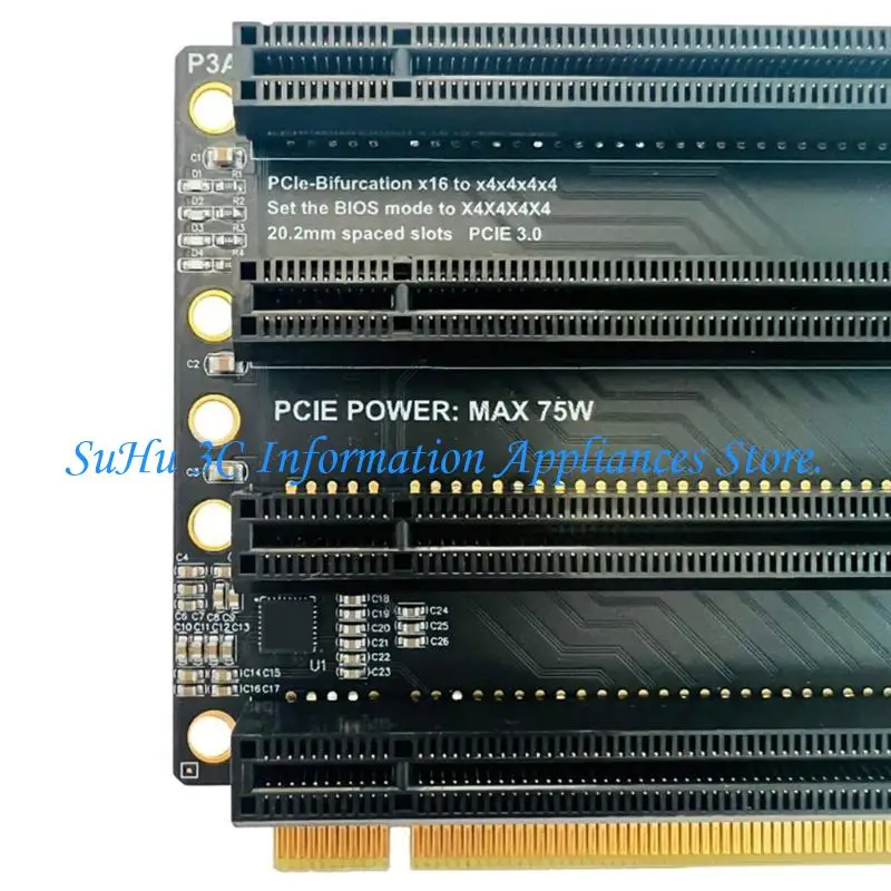 

PCIE3.0 x16 1 to 4 Expansion Card PCIe-Bifurcation x16 to X4X4X4X4 Power