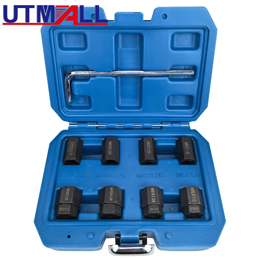

9PCS Car Stud Installer And Remover Kit Exhaust Stud Removal Tool No Thread Damage M10x1.5 M10x1.25 M8x1.25 M6x1.0
