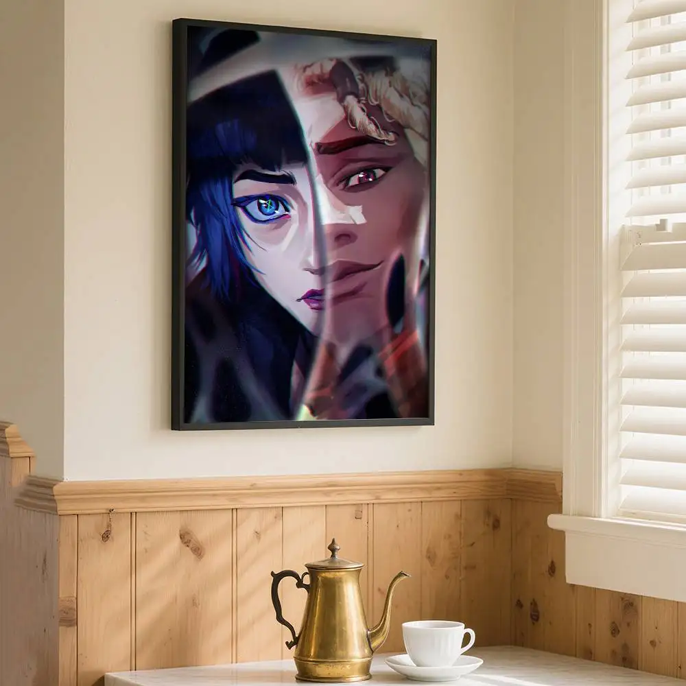 1 قطعة الكرتون أنيمي لعبة غامض L-LOL Jinx المشارك ذاتية اللصق الفن ورق مقاوم للماء ملصق مقهى بار غرفة جدار ديكور