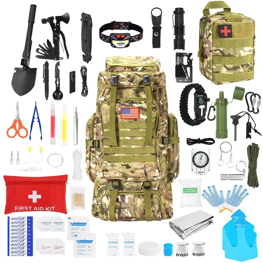 Kit professionale Gear e zaino da campeggio grande, kit di pronto soccorso per accessori per escursioni all'aria aperta