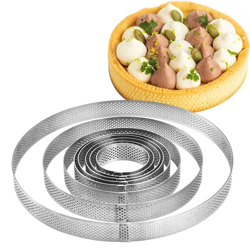 5-21cm French Tart Cake Mold Round Circle Baking Mould With Hole For Fruit Pie Pizza Quiche Mousse Ring Dessert Cheese Pan