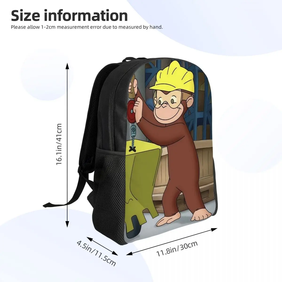 Anime Curious George Monkey Student Backpack School Bag Hiking Travel Daypack for Men Women Fashion Bookbag Shoulder Bags