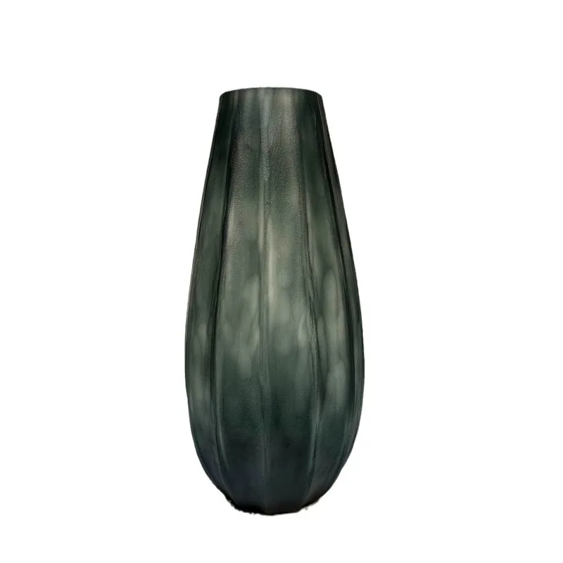 Large Caliber Floor Standing Vase, Hand Carved Polished Ceramic, Art Floral Ornament for Living Room Showroom Decor
