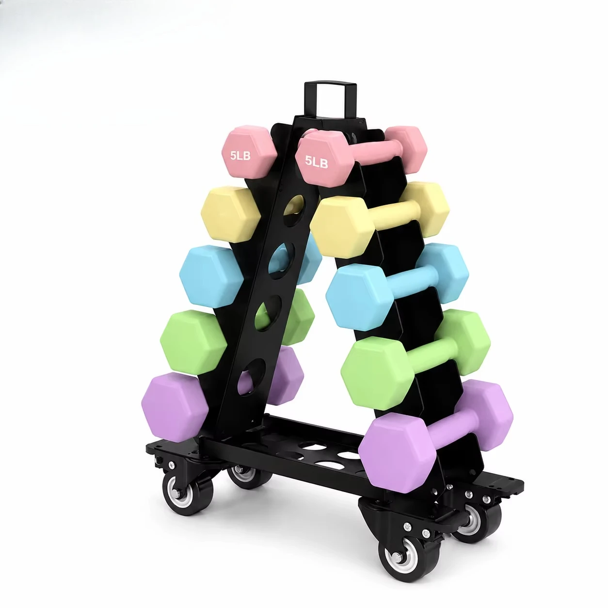 Commercial Dumbbell Rack Set with Storage Stand Compact Multi Tier Weight Holder with Wheels Gym Fitness Equipment