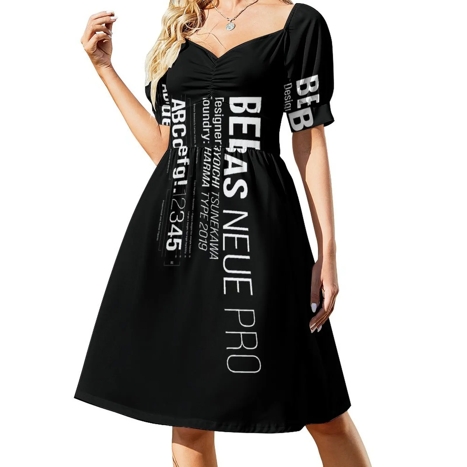 Bebas Neue Pro Font Typeface Typography Design Short-Sleeved Dress Women long dress prom dress dresses women summer 2025