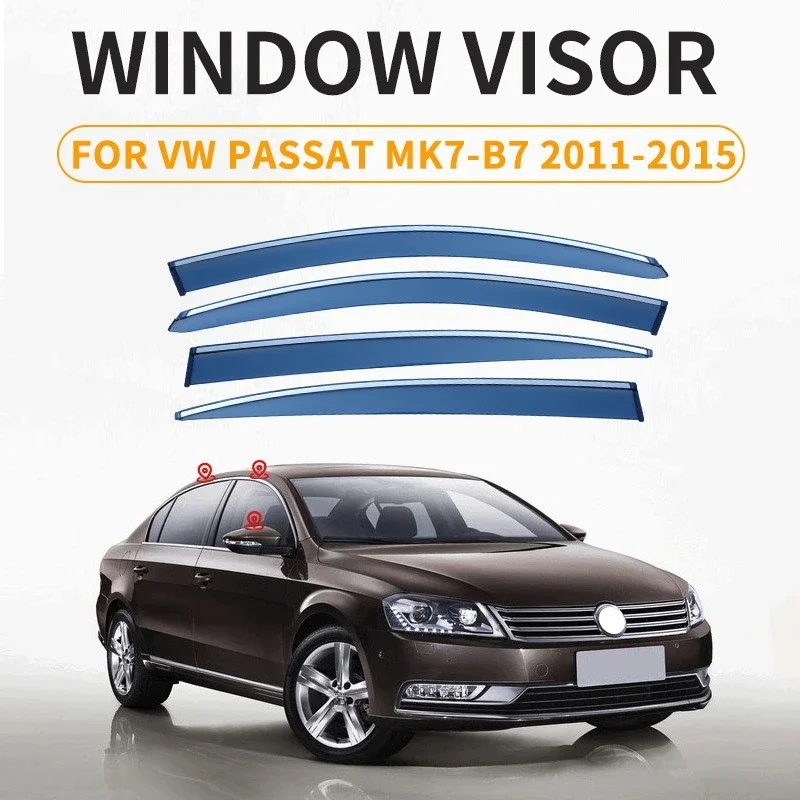 

Chrome Strips Rain Guards for Volkswagen Passat B7 2011-2015 EURO Window Visor Wind Deflectors Door Visor Vent Shades Ventvisor