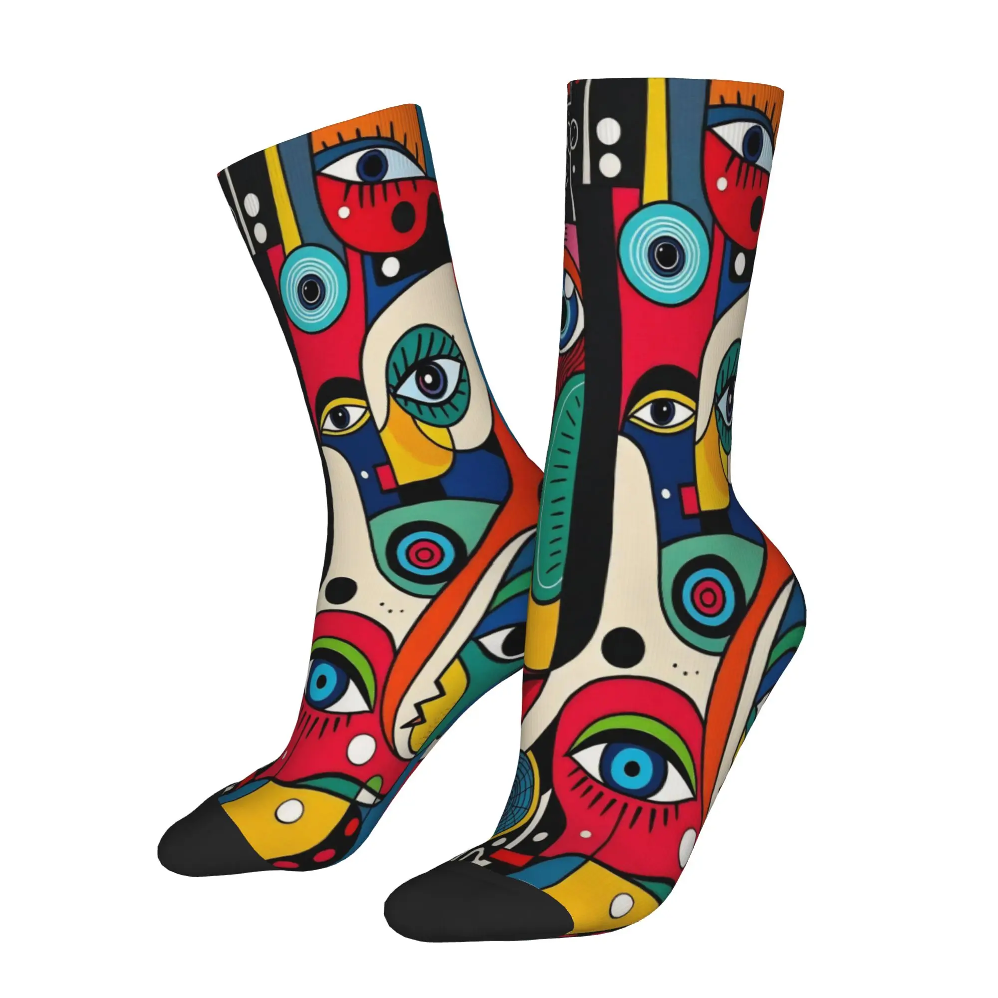 Abstract Art Face Design Socks Accessories for Women Men Flexible Stockings