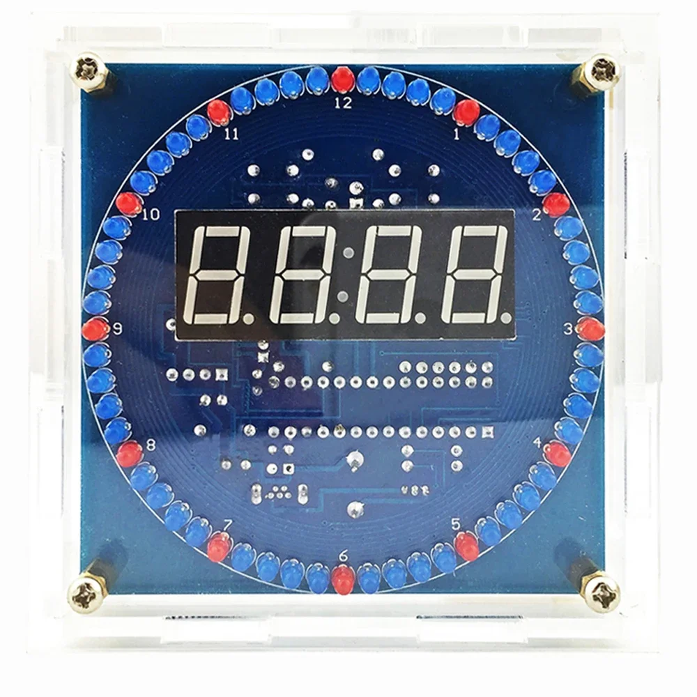 Rotating Digital Electronic Clock Temperature Control Light Control Rotating LED Electronic Kit DIY Soldering Exercises Parts