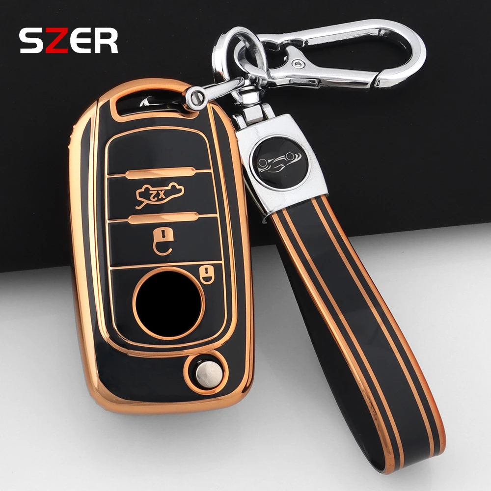 3 Button TPU Car Key Case Cover For Fiat Cronos Egea 500X Toro Tipo for Dodge Neon Keyless Shell Bag Holder Protector Keychain