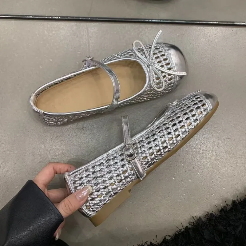 

Летние дышащие балетки, модные однотонные нескользящие повседневные лоферы без шнуровки на плоской подошве, Sapatos Feminino