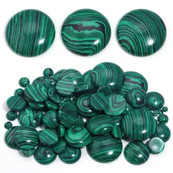 Malachite Natural Stone Beads Cabochon For Jewelry Makin Round Flat Loose Spacer Beads DIY Bracelet Necklace Accessories