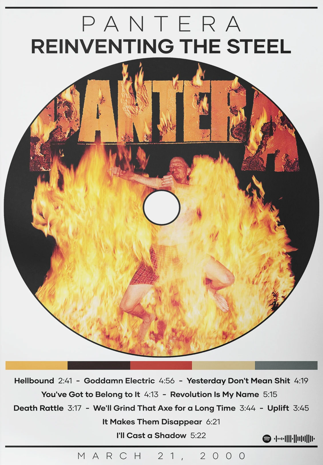 Vintage Pantera Concert Music Tracklist Band Cover Art Poster