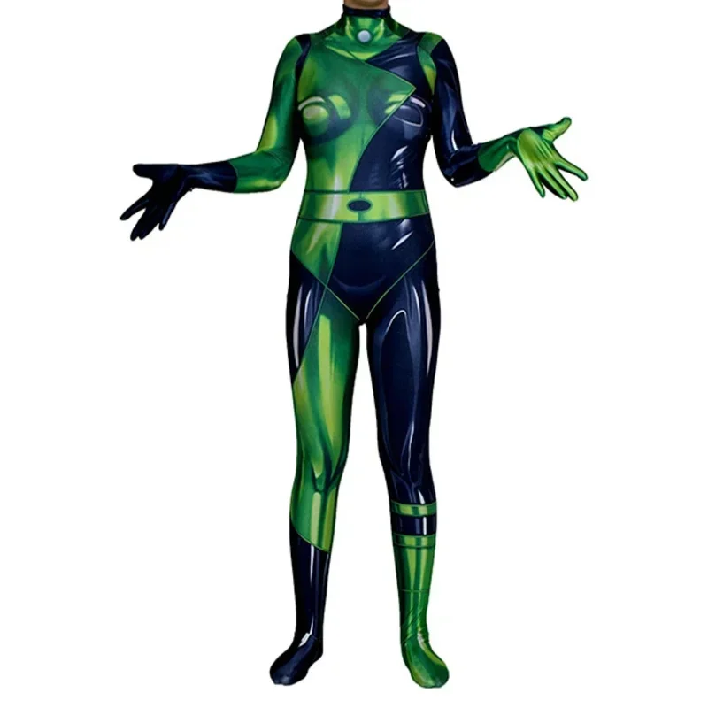 Super Villain Kim Shego Costume Female Halloween Costume Zentai Suit Shego Cosplay Costumes MN11