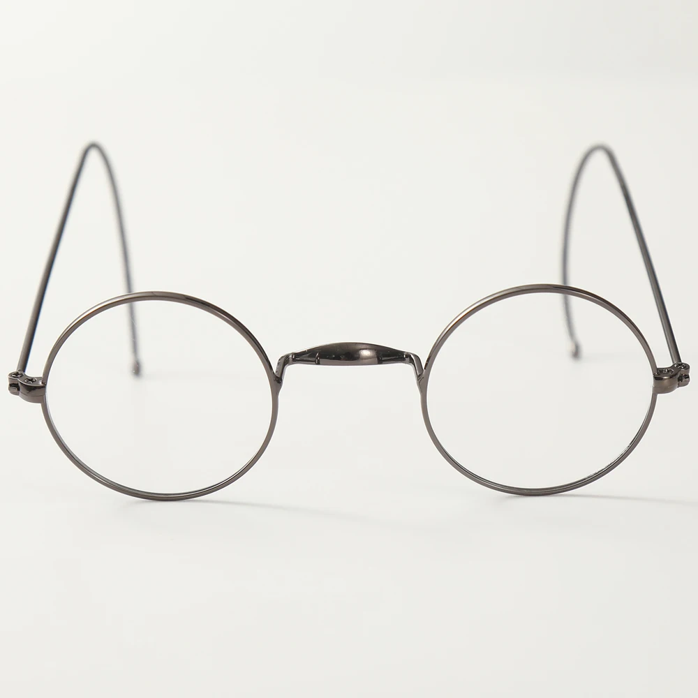 44mm Round Vintage Gold Wire Rim Eyeglasses without Nose Pads, Optical Frame with Cable Temples for Secure Fit