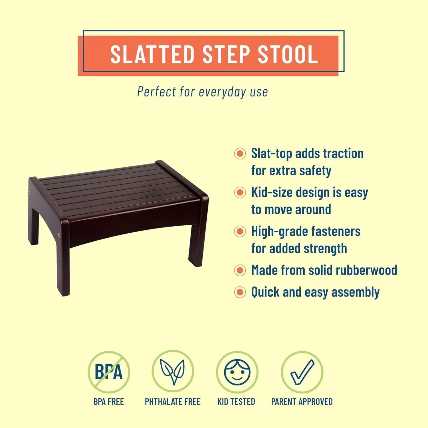 

Wildkin Slatted Wooden Step Stool For Kids And Adults, Measures 14 X 9.5 X 7 Inches, Ideal For Kitchen Or Bathroom Use,