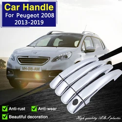 para Peugeot 2008 MK1 A94 2013 2014 2015 2016 2017 2018 2019 Cubierta de la manija de la puerta de cromo Accesorios para el coche a prueba de herrumbre ABS tapa de captura de plástico