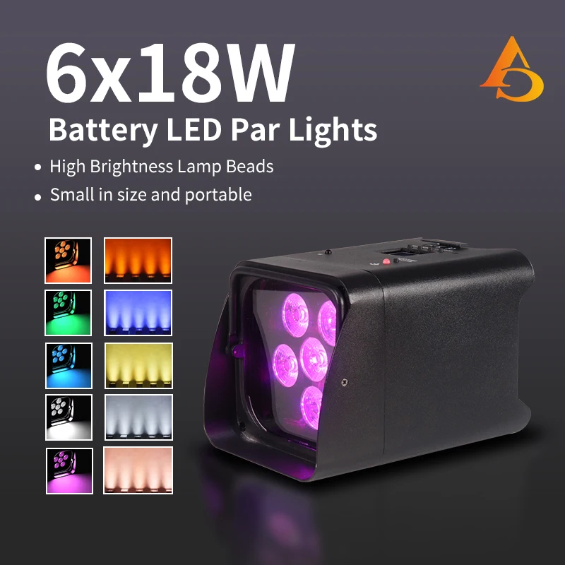 6X18W แบตเตอรี่6in1รังสี UV 4x18W ไฟพาร์ LED LED ไฟพาร์ไลท์อัจฉริยะสำหรับงานเลี้ยงคริสต์มาสไฟงานแต่งงาน