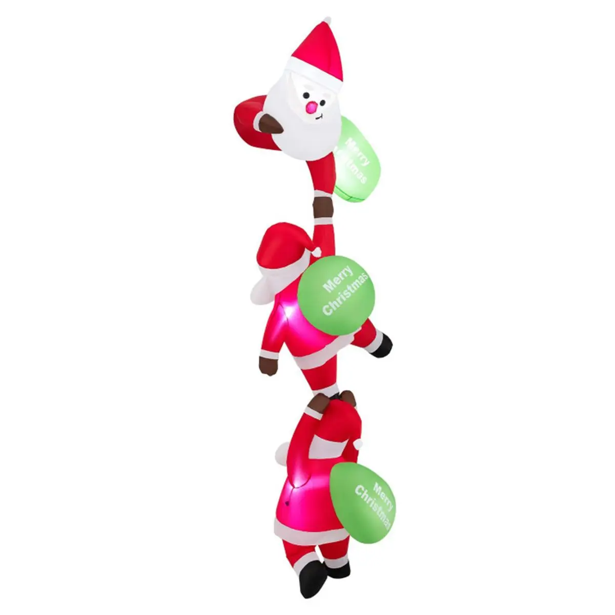 9.2 FT Hanging Christmas Inflatable with 3 Climbing Santas & Gift Bags, Built-in LED Lights Blow Up Decor for Rooftop Balcony