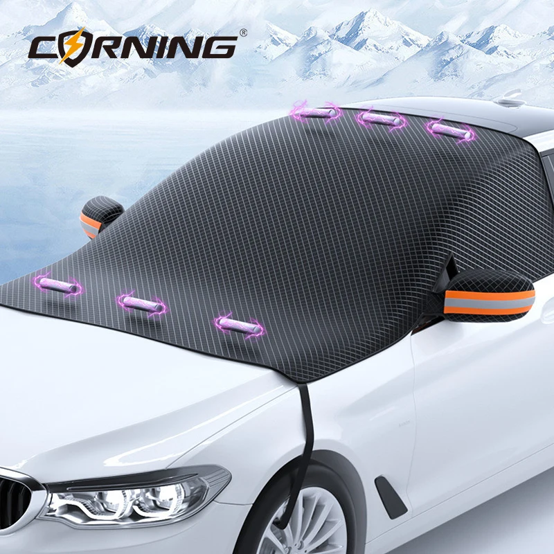 Magnetic Car Windshield Sun Shade for Summer UV Protection Heat Insulation Cover with Reflective Strips Universal for Sedan SUV