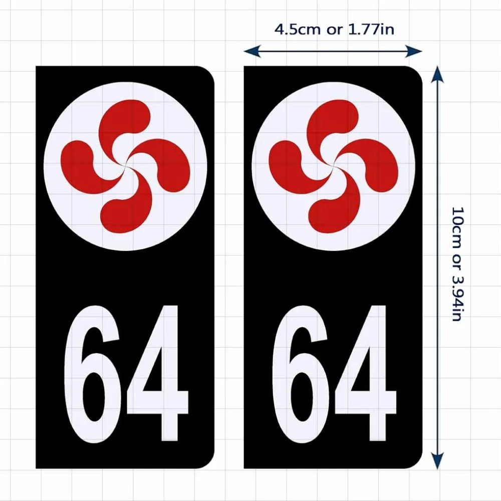 2 Pcs Set Basque Region 64 Style Sticker Set, Irrintzi Cross Flag Waterproof Vinyl Decals for Car and Motorcycle