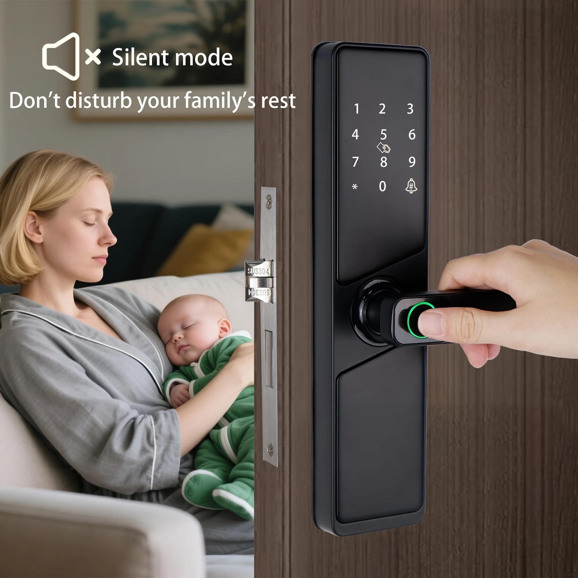 

Black & Numeric Keypad, Biometric System, Keyless -Theft Alarm, /, Easy Installation Office, Hotel - Frames, Compatible With