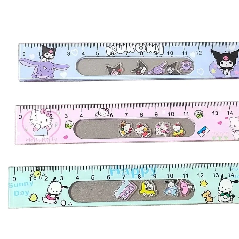 New Sanrio Hello kitty Kuromi Pochacco Cute and Exquisite Cartoon Shaker Ruler Creative Anime Character Acrylic Ruler Wholesale