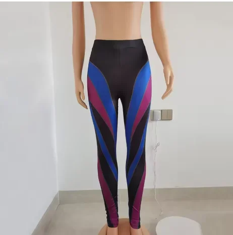 Leggings moulants de Fitness pour femmes, nouveau Type de levage des hanches, imprimé panneaux, sans couture, taille haute, pantalon de sport extensible à rayures, 2024