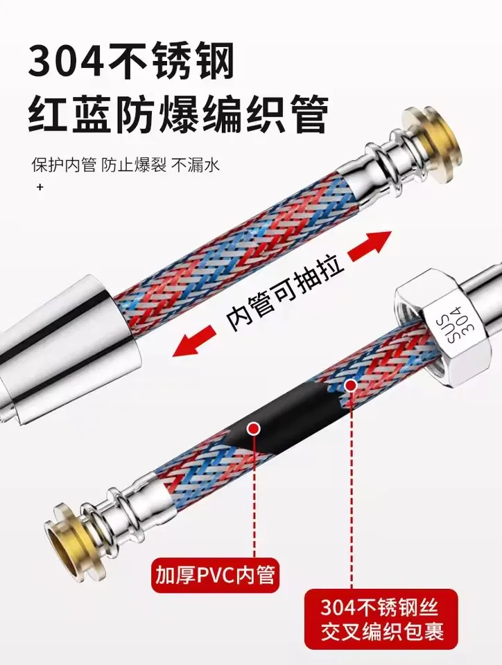Soft Stainless Steel Braided Inner Tube 1.5/2/3M Flexible Shower Hose Long Bathroom Shower Pipe Extension Bathroom Accessories