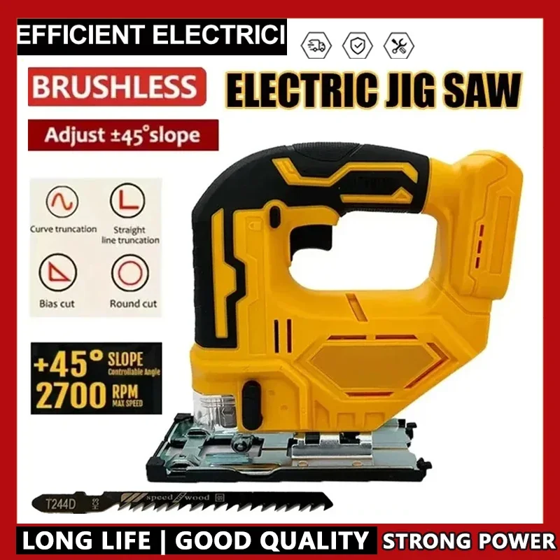 

2700RPM Fit Dewalt Brushless Curve Saw 20V Cordless Electric Jig Saw Portable Multifunction Adjustable Woodworking Power Tool