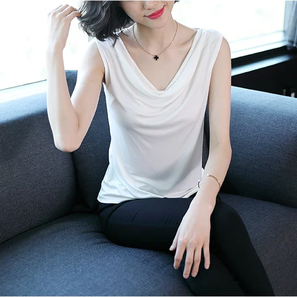 Women's Viscose Drape Neck T-Shirts Top  Blouse for Women  Tunicas Mujer Verano  Blusas En Oferta Y Envío Gratis