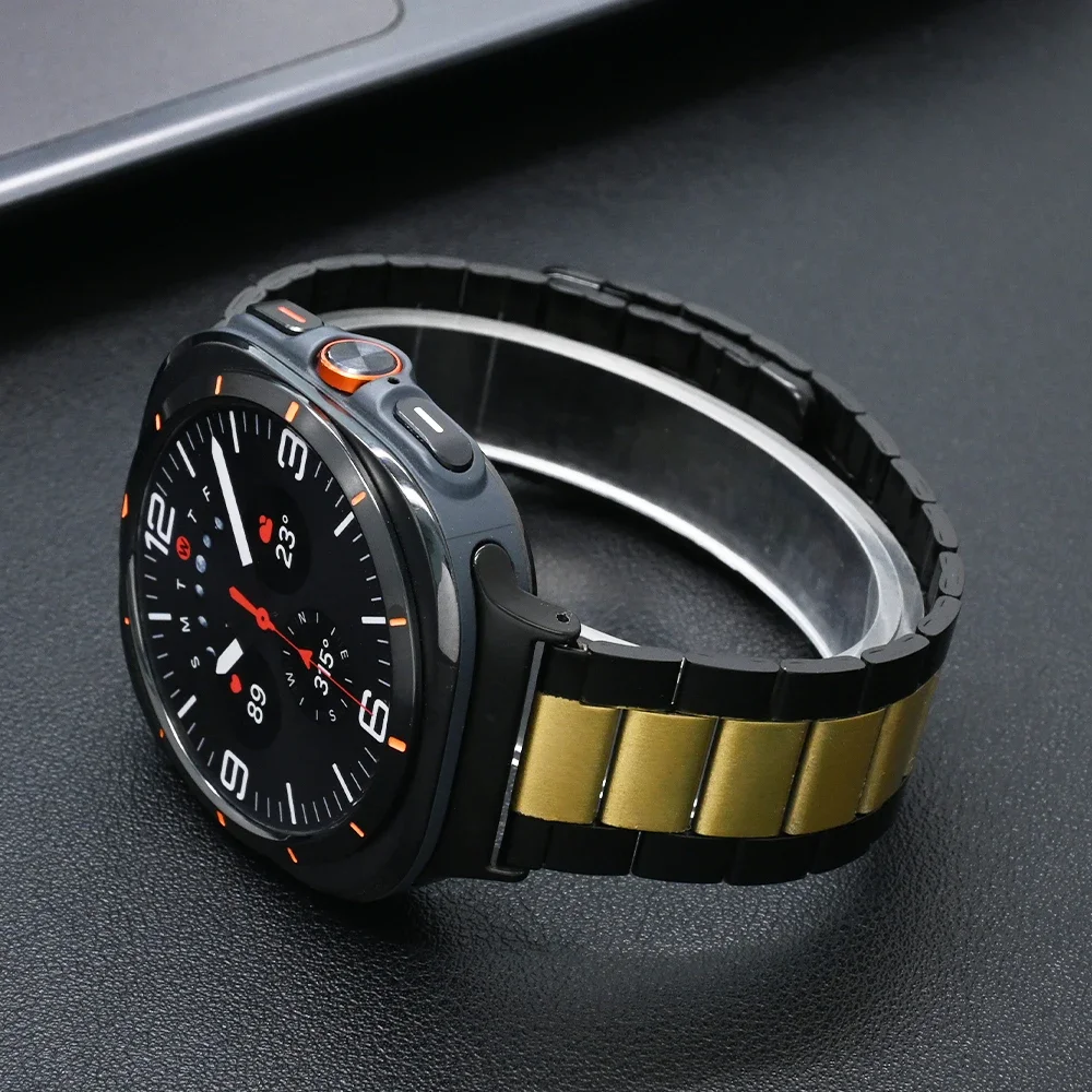 Gelang Stainless mewah magnetik, gelang Stainless mewah magnetik, untuk Samsung Galaxy Watch Ultra7 47mm, gelang bisnis pria untuk SAMSUNG ULTRA 7 47MM, tali tanpa celah
