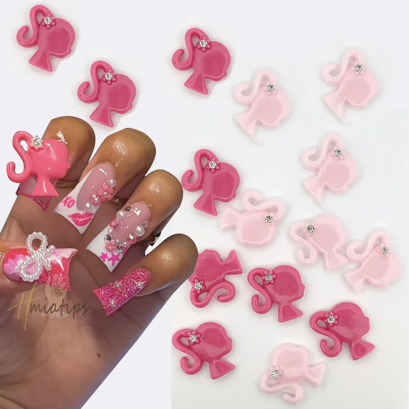 3D Pink Girl Kawaii Nail Charms Resin Cartoon Nail Art DIY Nails Decoration Luxury Accessory DIY Manicure Designs