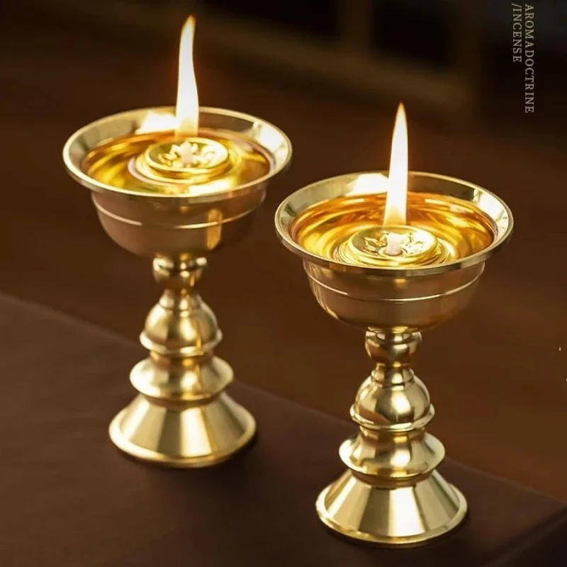 

Tibetan Brass Candle Cup Polished Bronze Buddhist Handicraft Tantric Lamp Altars Religious Item 1pcs
