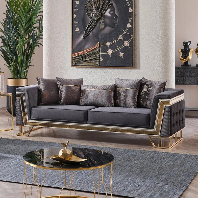 Sofá de luxo moderno design sala de estar shopping tecido combinação macia sofá