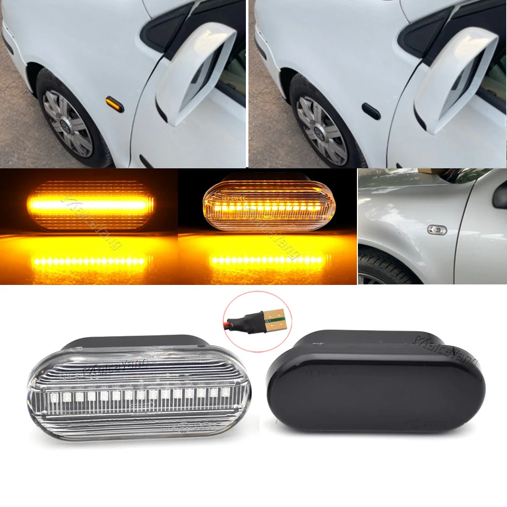 2x Side Marker Light For Seat Ibiza 6L Cordoba Toledo Leon 1M Skoda Octavia Dynamic LED Turn Signal Flashing Indicator Blinker