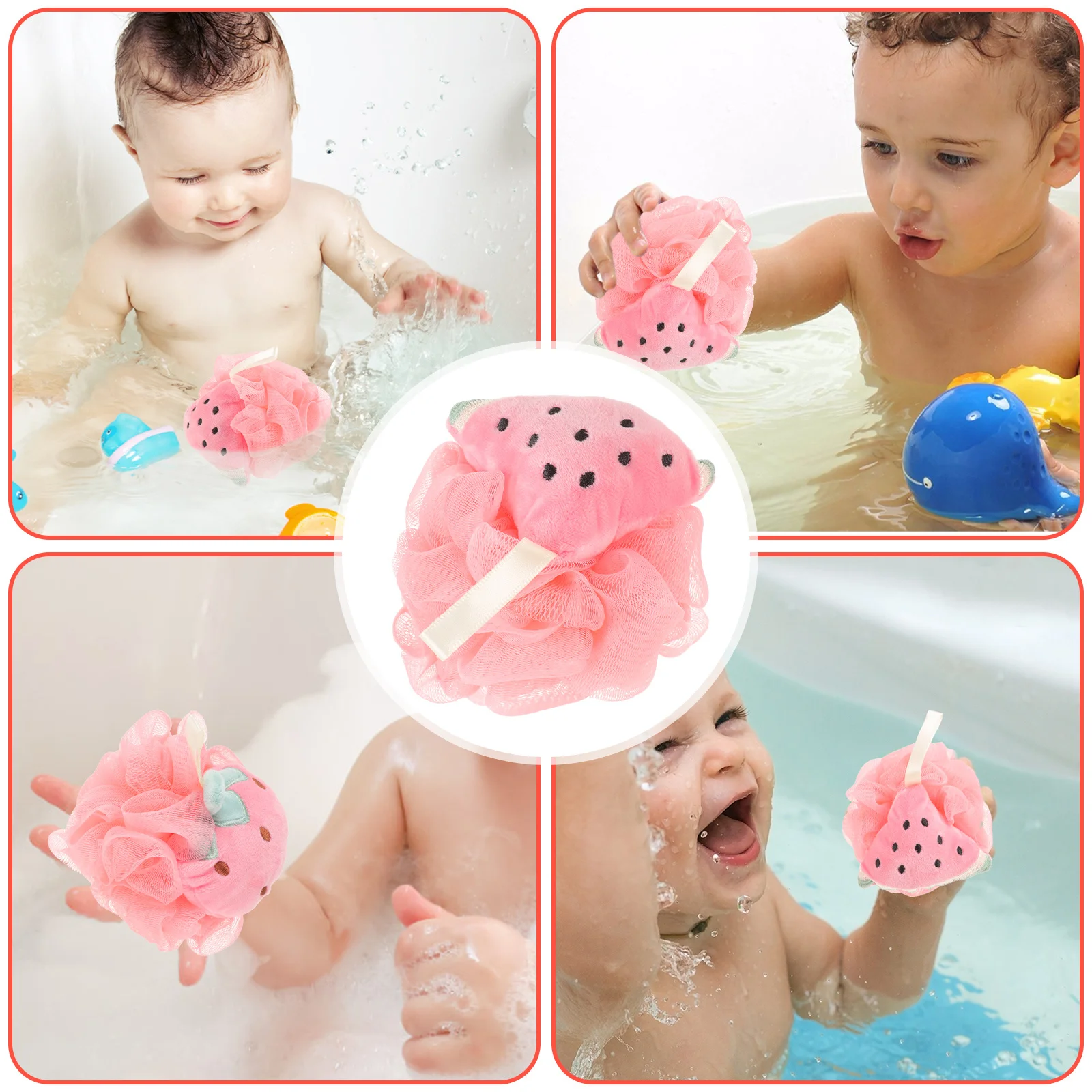 

3Pcs Fruit Shaped Bath Sponges for Soft Gentle Exfoliating Shower Loofah Colorful Bathing Balls Fun Skin Cleaning Scrubber