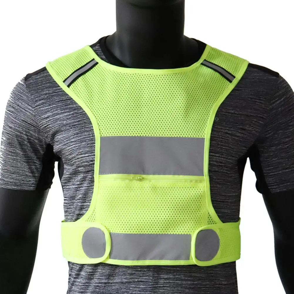 Adjustable Strap Breathable Lightweight Safety Vest 360° High Visibility Jogging Cycling Walking Reflective Night Running Vest