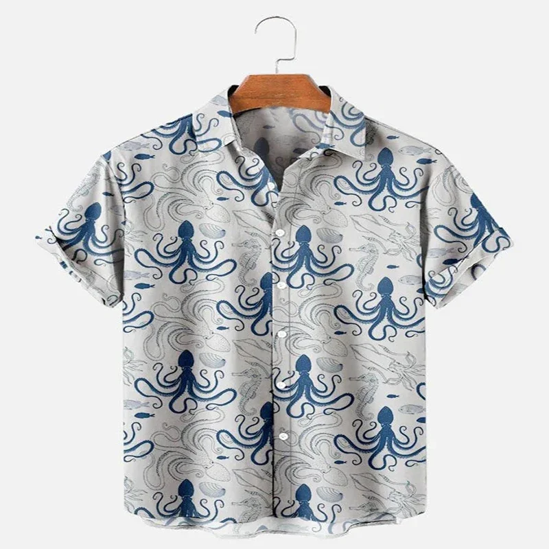 Marine Life Jellyfish Short Sleeve Shirt 3D All Over Printed Hawaiian Shirt for Men and Women Casual Shirt Unisex