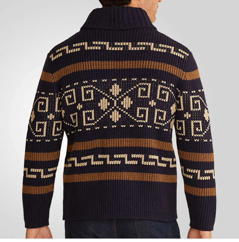 Herren Herbst Winter Mode Strickjacke Jacke Slim Fit Langarm Strickpullover mit stilvollem Revers Design lässig elegant Out – Detail 13