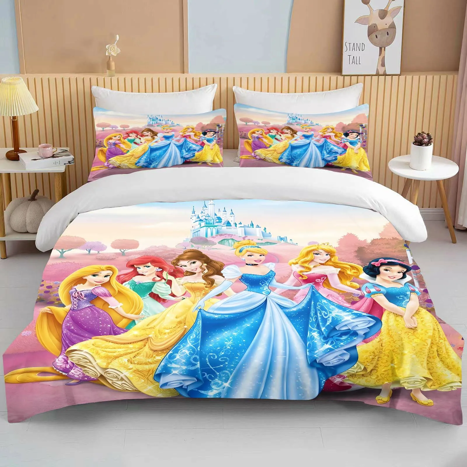 Imagem -02 - Disney Princess Impresso Bedding Conjunto para Adulto Microfibra Bed Cover Quarto Duvet Anime Cartoon Fronha 10 Tamanhos