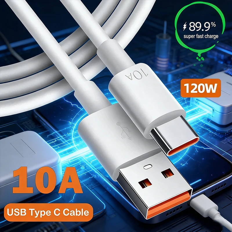 1/2pcs 10A 120W Super Fast Charging Type C Cable Quick Charge Phones Data Cables For Huawei Nova Xiaomi 14 Redmi 0.3M 1M 1.5M 2M